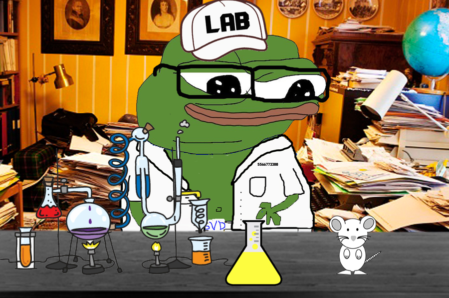 Pepe in chemisty lab full — Pepe meme