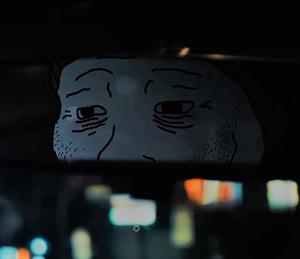 Wojak doomer in rear mirror — Wojak meme