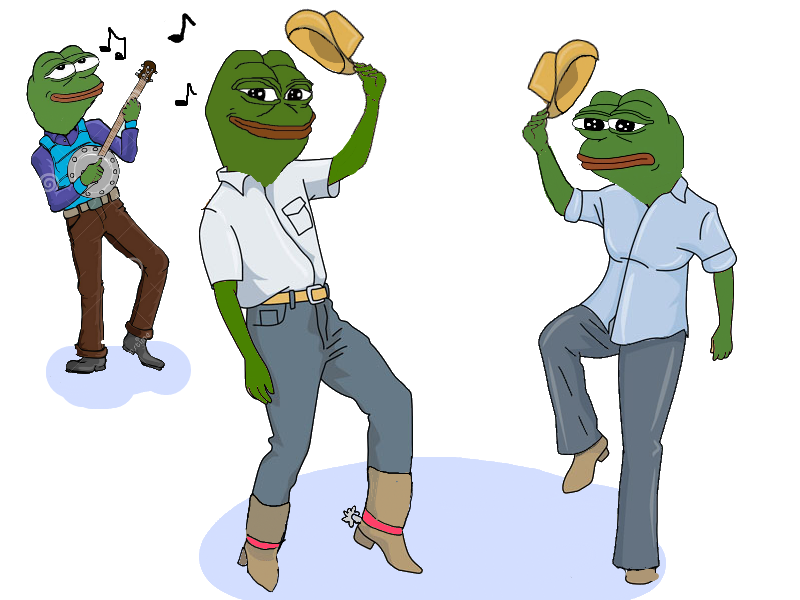 Pepes line dancing — Pepe meme