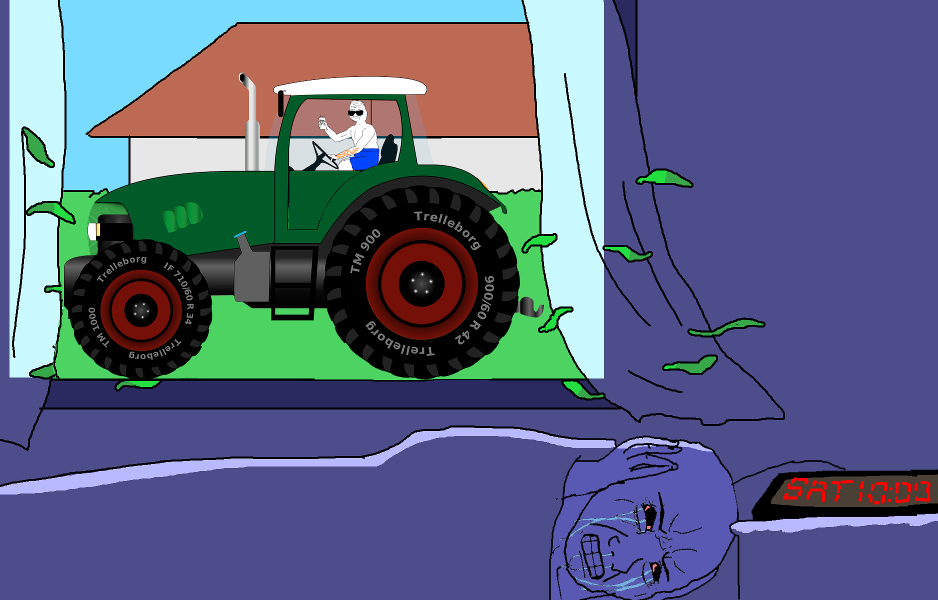 Boomer big tractor wakes wojak — Boomer meme