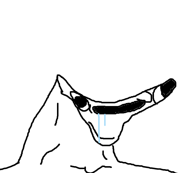Brainlet curved head drooling mouth — Brainlet meme