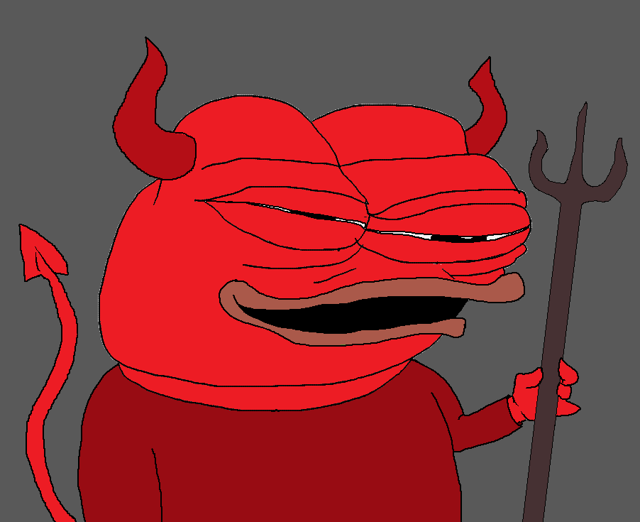 Pepe devil laughing pitchfork — Pepe meme