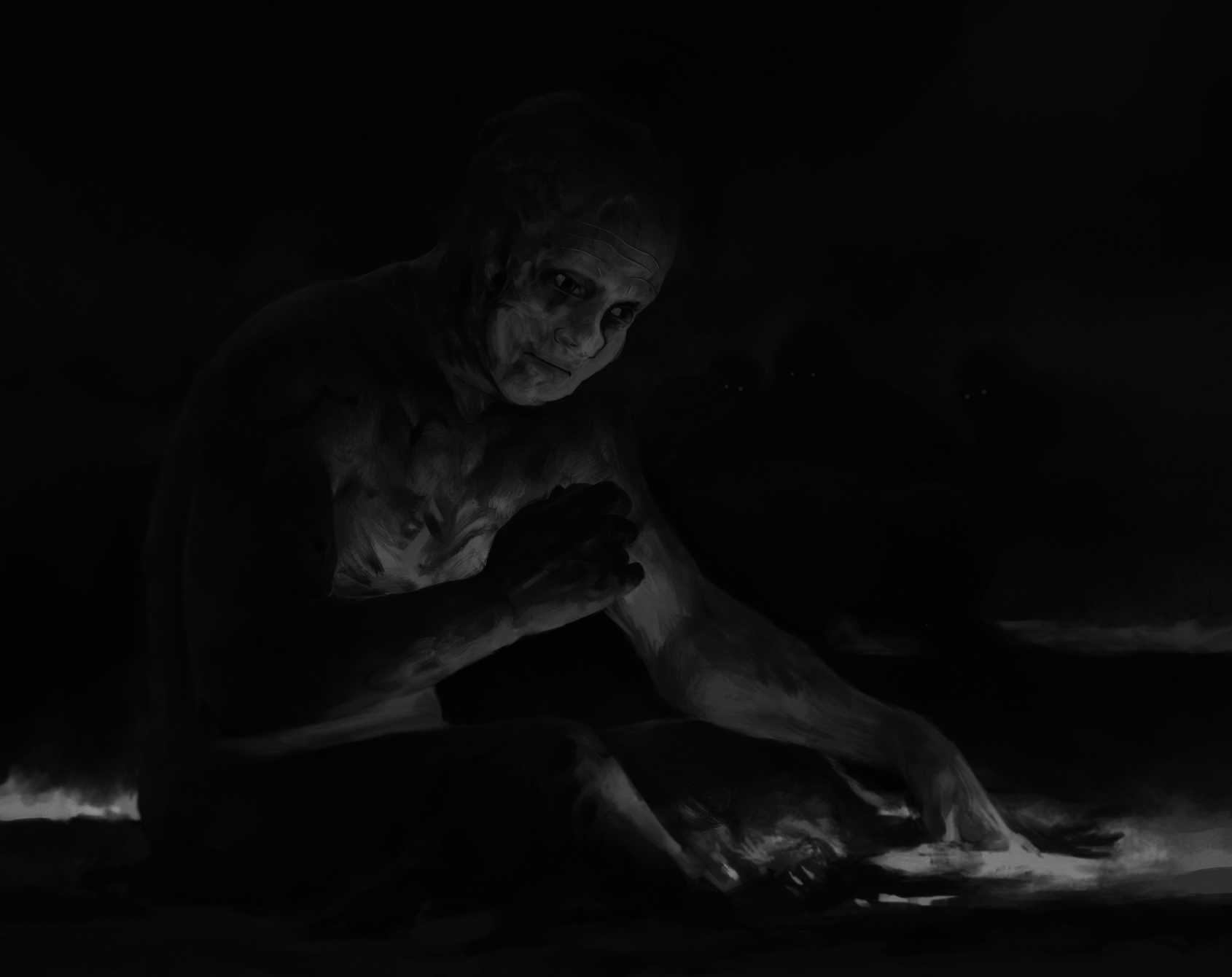 Dark wojak sitting — Wojak meme