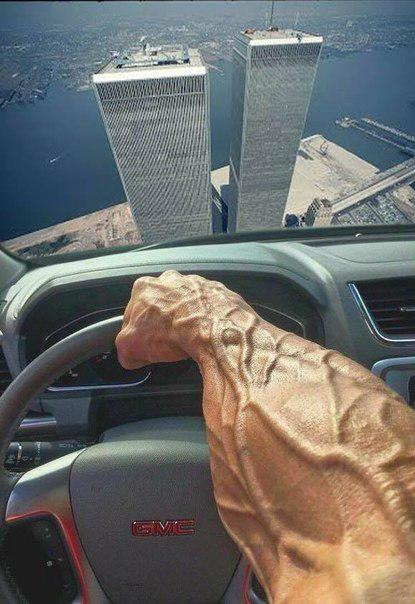 Chad driving to twin towers — Reaction meme