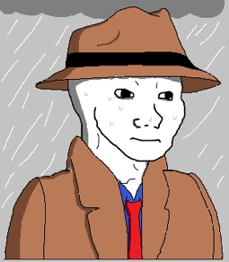 Wojak trenchcoat raining — Wojak meme