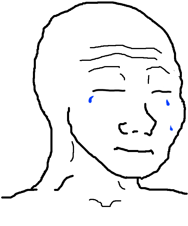 Wojak eyes closed crying blue tears — Wojak meme