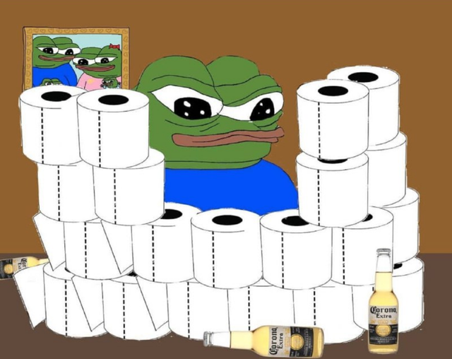 Pepe toilet paper fort with corona — Pepe meme