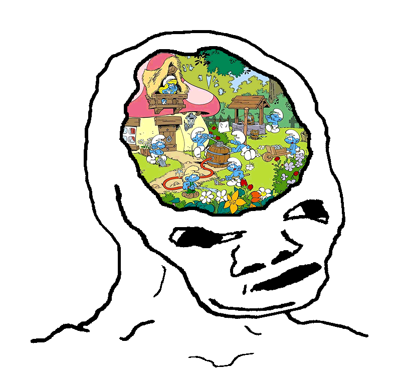 Brainlet smurf colony — Brainlet meme
