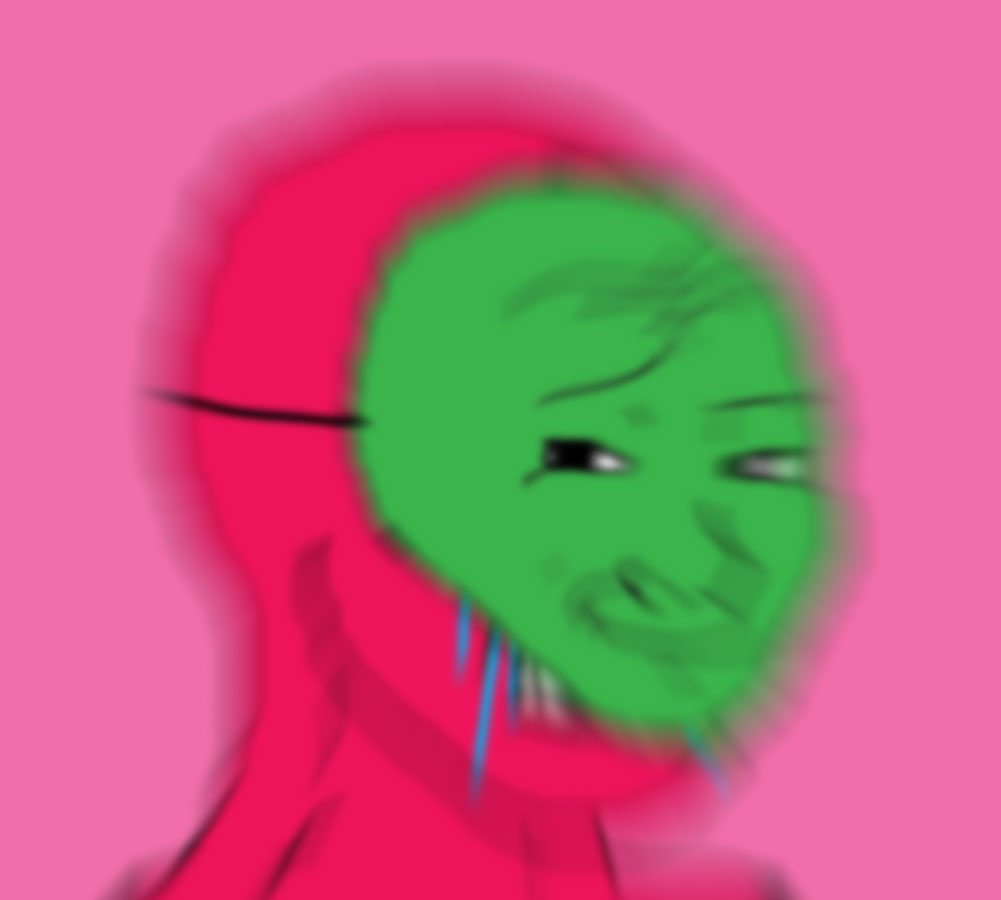 Red wojak wearing green wojak face mask — Wojak meme