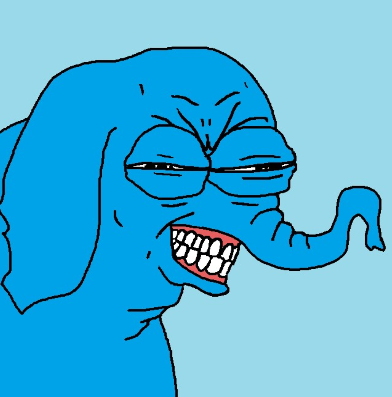 Blue elephant pepe laughing — Reaction meme