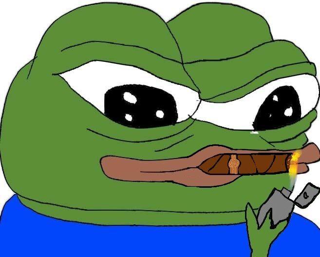 Pepe lights cigar — Pepe meme