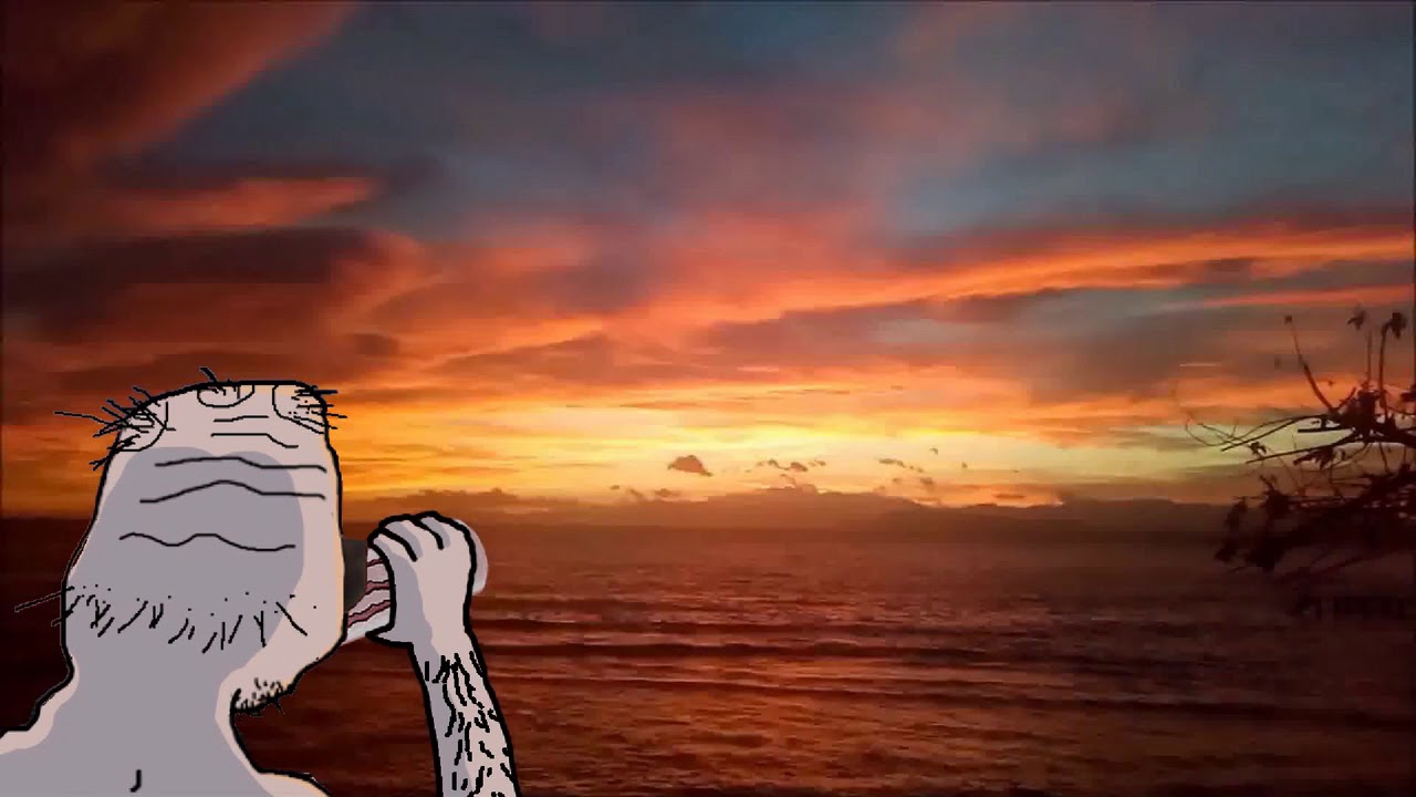 Boomer sipping watching sunset — Boomer meme
