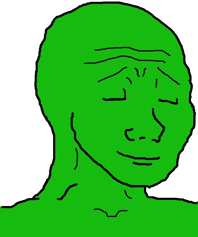 Green wojak simply happy — Wojak meme