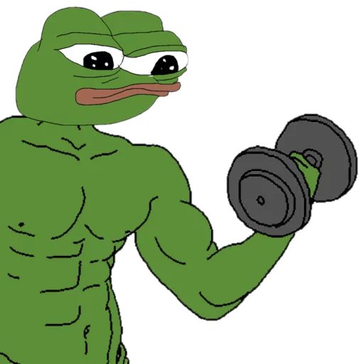 Muscle lifting dumbbell Frog Friends sticker — Sticker Packs meme