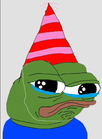 Pepe crying party hat — Pepe meme