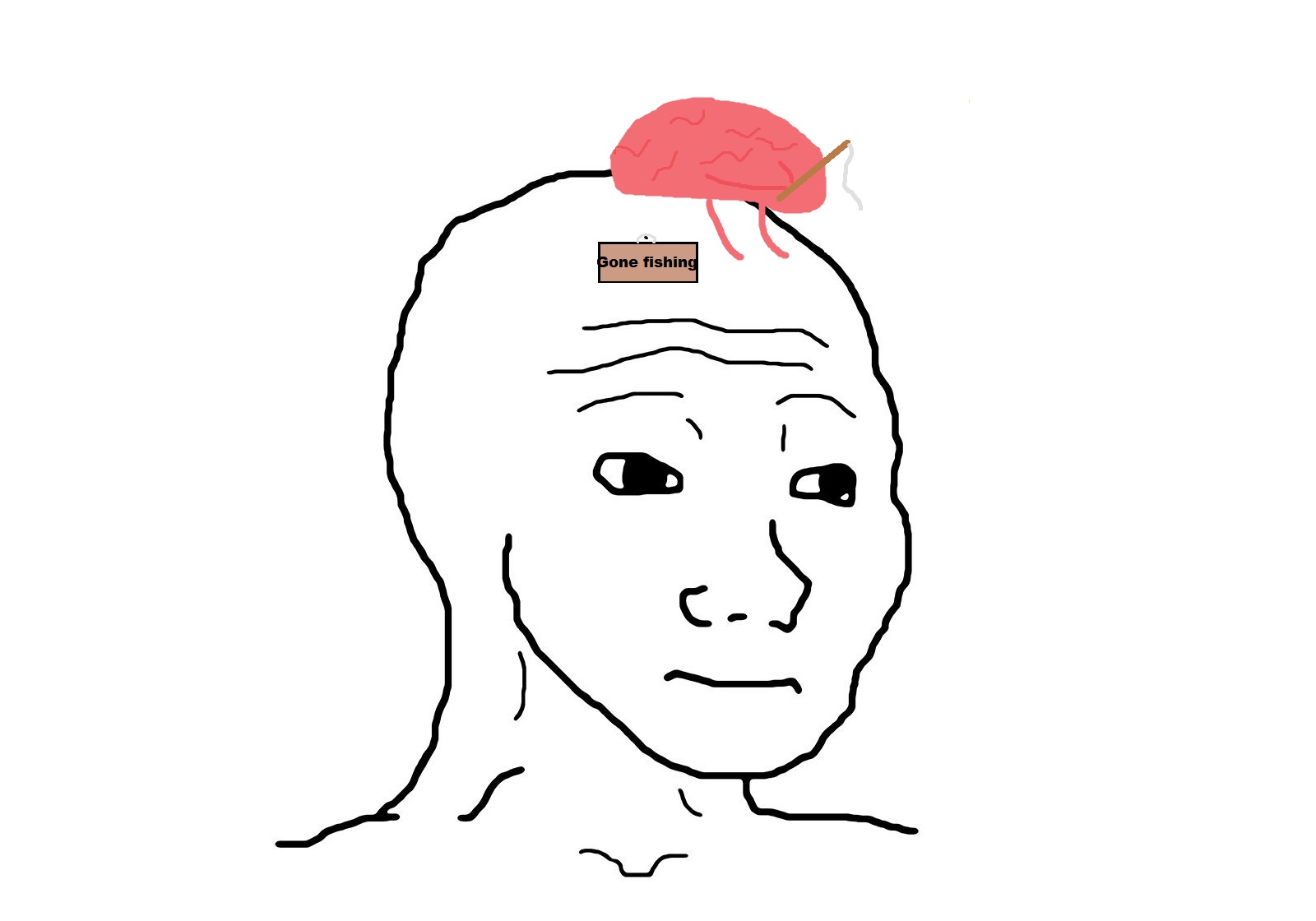 Wojak brain gone fishing — Wojak meme