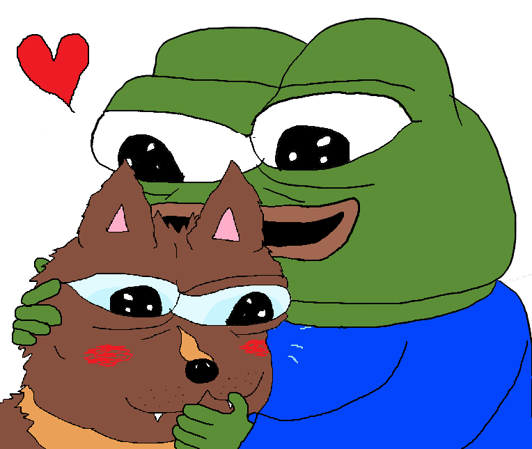 Pepe pets his dog — Pepe meme