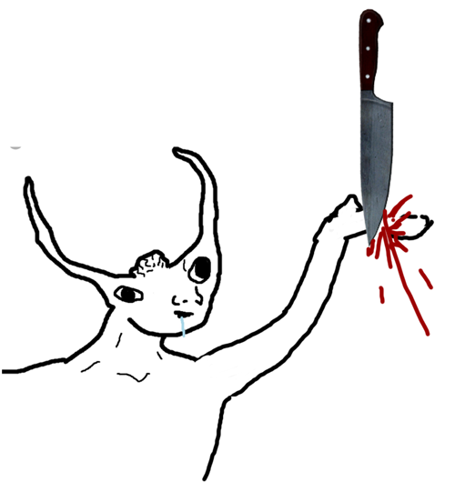 Brainlet catch falling knife — Brainlet meme