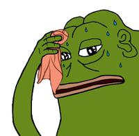 Pepe not smug sweating wiping sweat — Pepe meme
