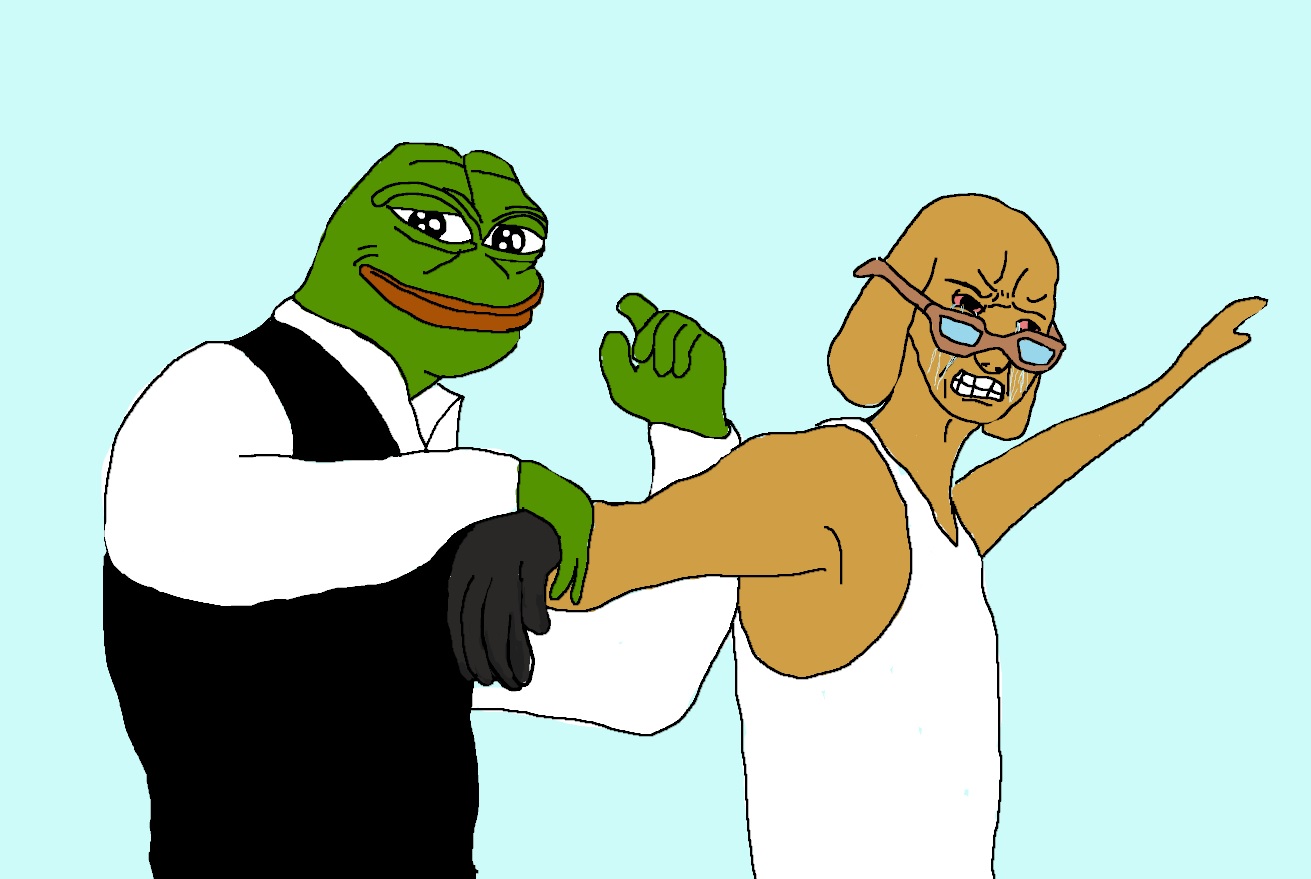 Pepe brad pitt beats up jannie — Pepe meme