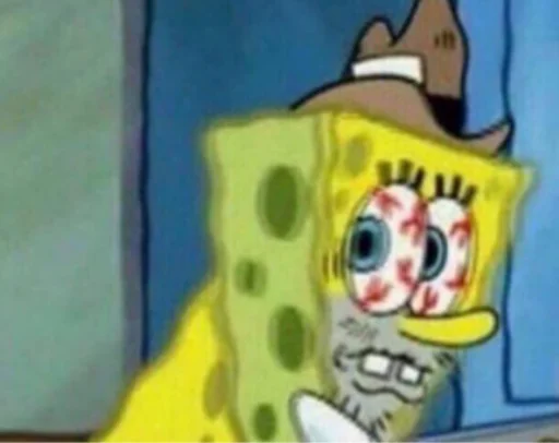 Spongebob bloodshot eyes Cali Pack 3 sticker — Sticker Packs meme
