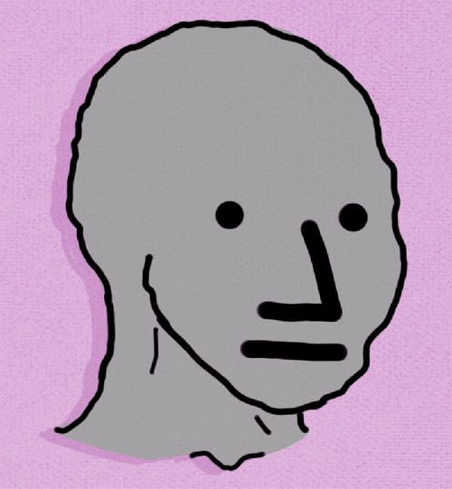 Wojak npc pink background — Wojak meme