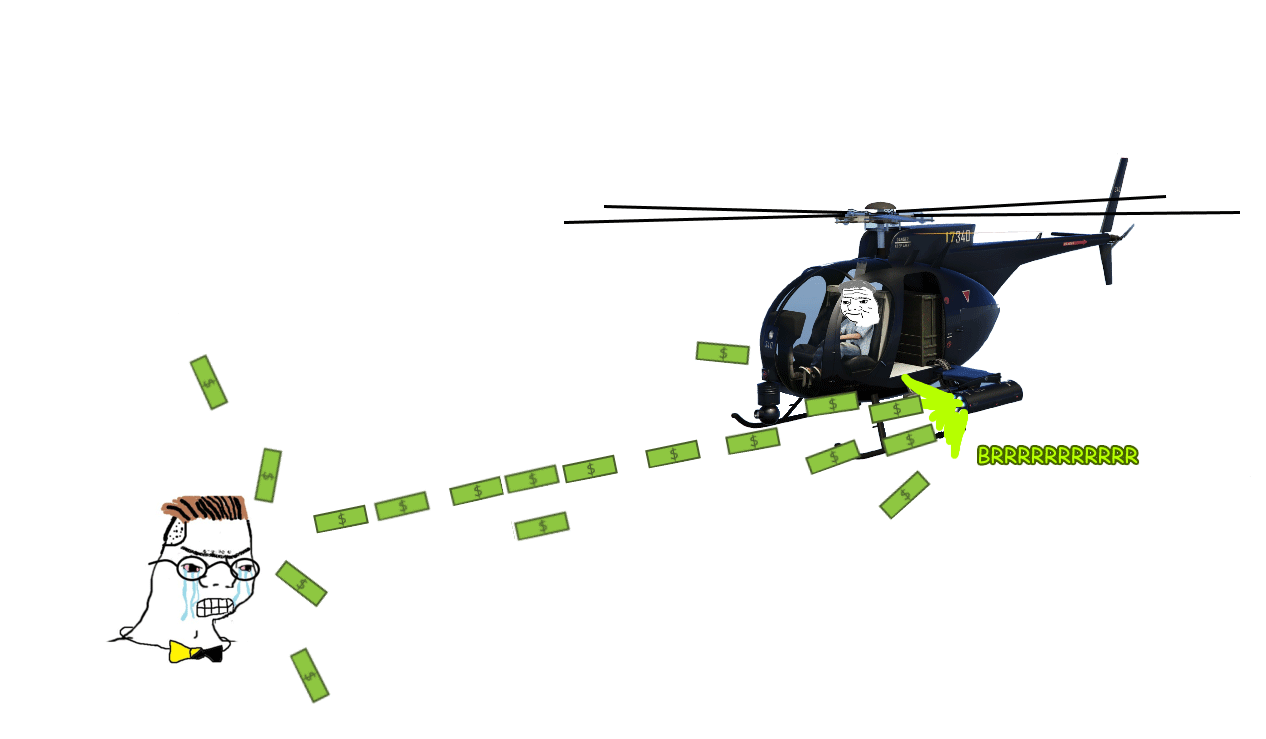 Boomer shoots money at zoomer — Boomer meme