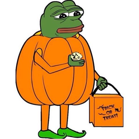 Pepe sad pumpkin trick or treat — Pepe meme