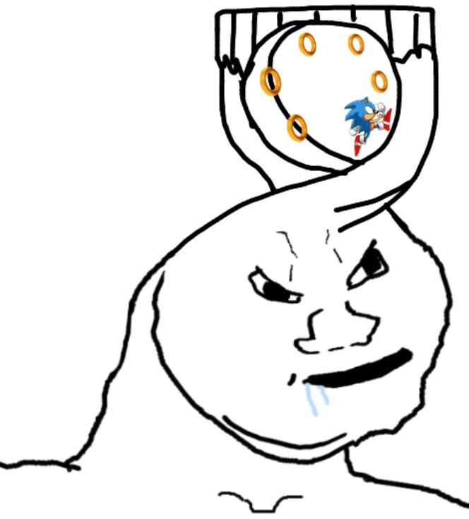 Brainlet sonic hedgehog collecting rings — Brainlet meme