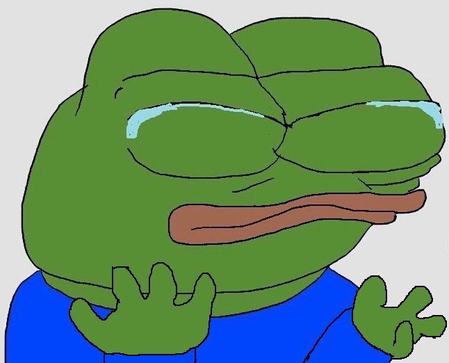 Pepe crying eyes closed disbelief — Pepe meme
