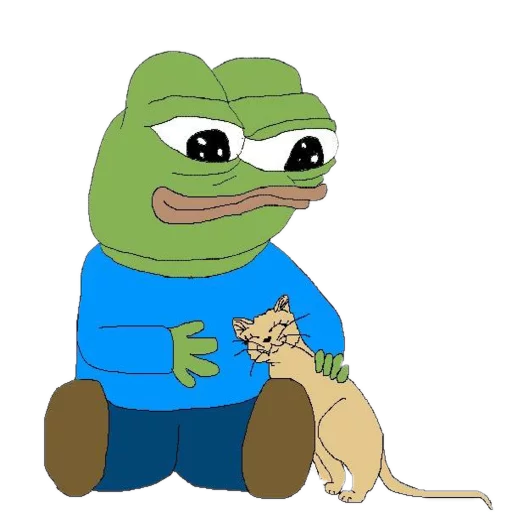 Boy petting cat Frog Friends sticker — Sticker Packs meme