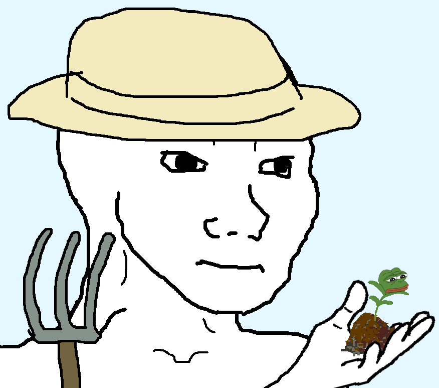Wojak farmer farming small pepe plants — Wojak meme