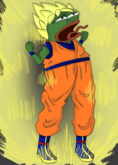 Pepe super saiyan transforming — Pepe meme