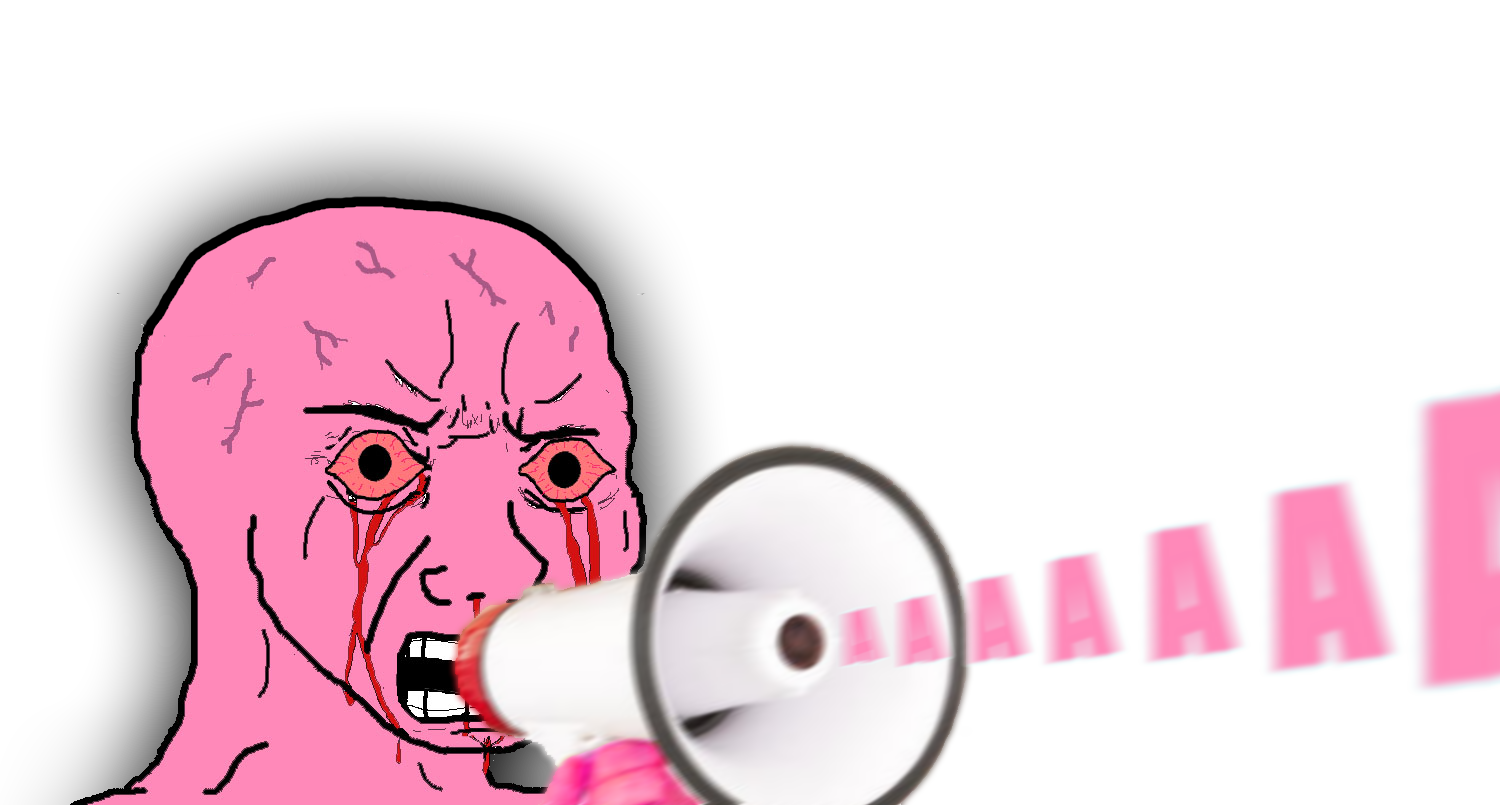 Pink wojak megaphone — Wojak meme