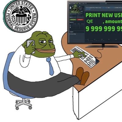 Pepe fed printing money — Pepe meme