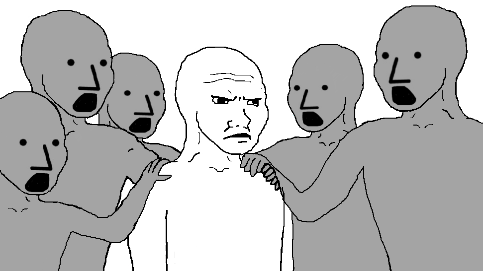 Wojak npc angry shocked — Wojak meme