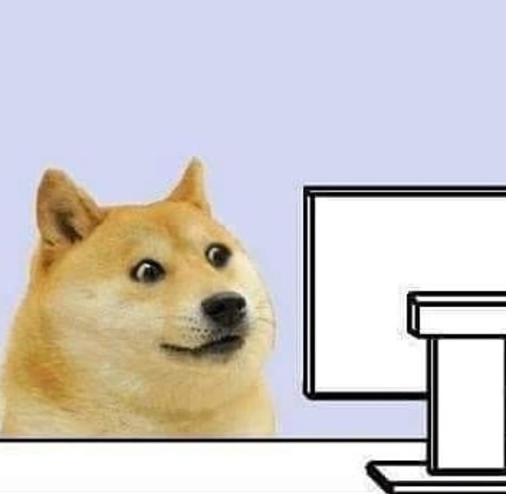 Doge computer surprise — Reaction meme