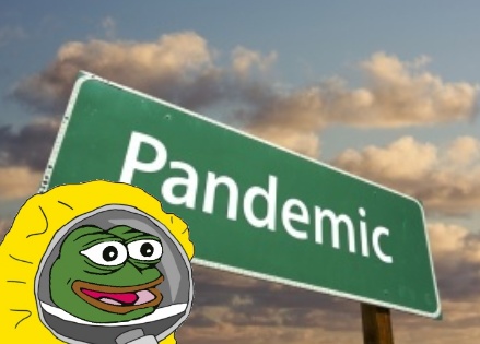 Pepe hazmat suit excited pandemic sign — Pepe meme