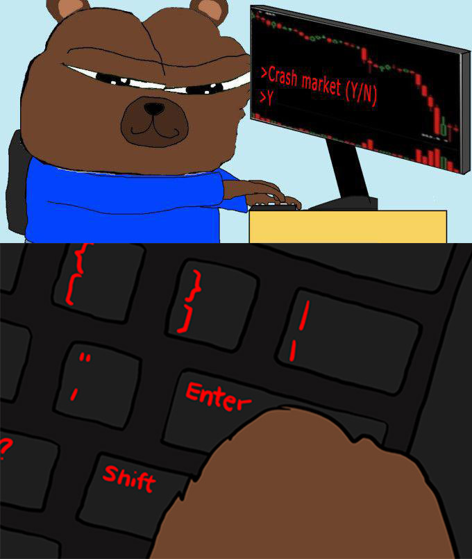 Bobo market crash keyboard enter — Bobo meme