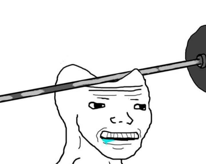 Brainlet barbell injury — Brainlet meme
