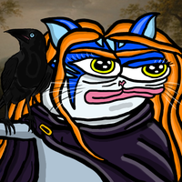 Toshi cat girl holding crow — $TOSHI meme
