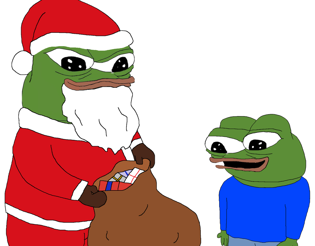 Pepe santa giving pepe presents — Pepe meme