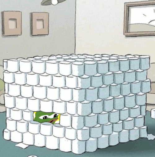 Pepe party in toilet paper fort — Pepe meme