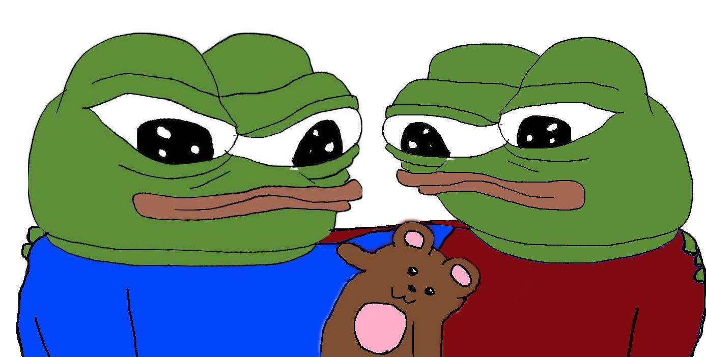 Pepes share teddy bear — Pepe meme