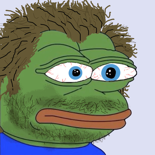 Pepe blood shot eyes crazy hair — Pepe meme