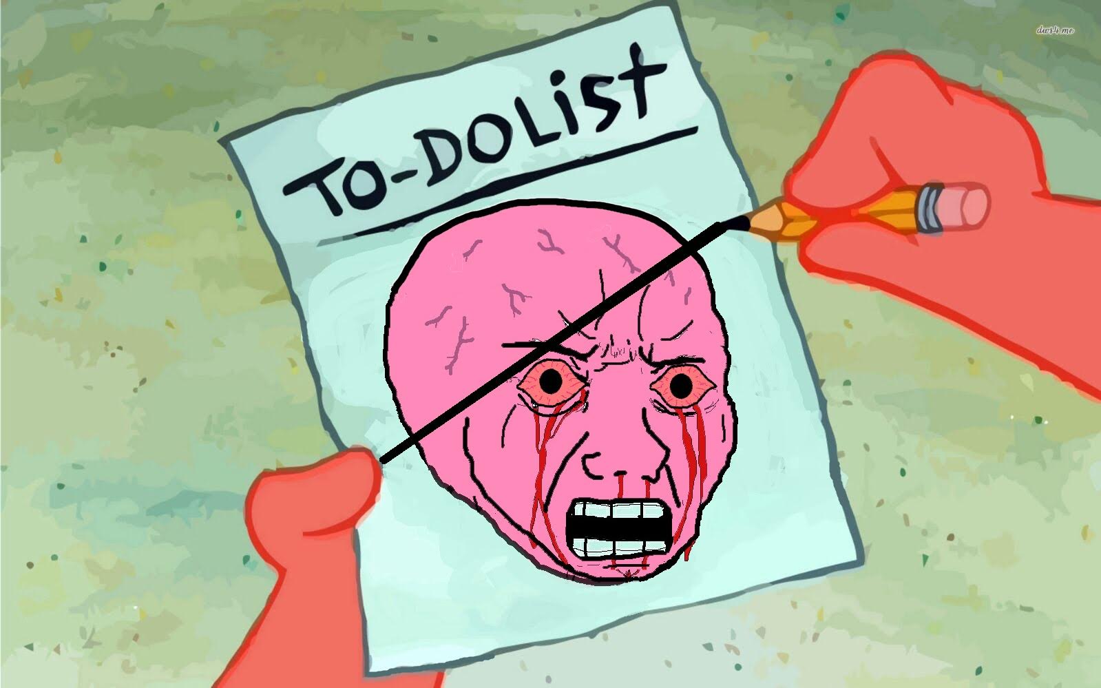 Pink wojak todo list done — Wojak meme