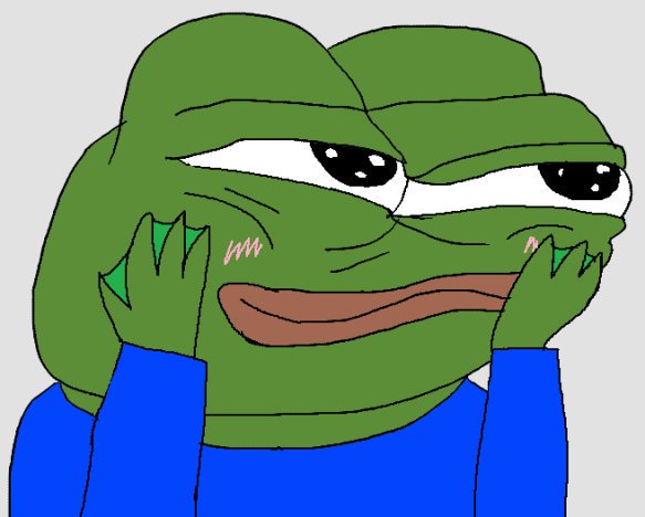 Pepe smiles blushes — Pepe meme