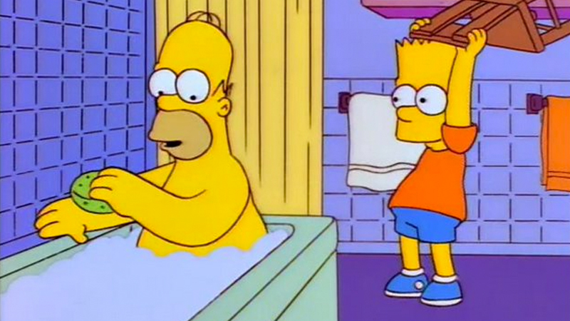 Bart hitting homer with a chair meme template — Templates meme
