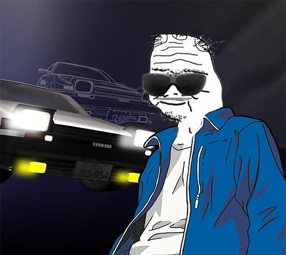 Boomer in front of cool car — Boomer meme