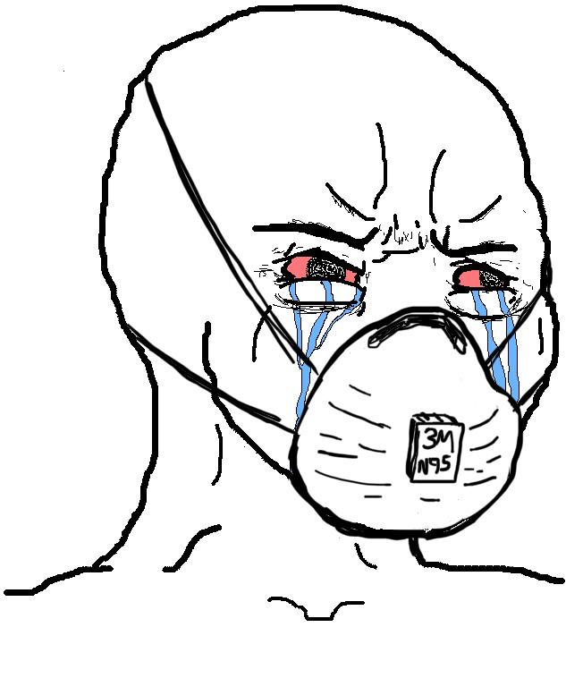 Wojak seething angry n95 mask — Wojak meme